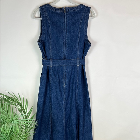 Sundance Poppy Denim Midi Dress Women’s 14 Belted A-Line Pockets - Picture 11 of 13
